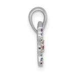Sterling Silver Rhodium-plated Polished Rainbow Nano Crystals Butterfly Childrens Pendant - Image 2