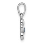 Sterling Silver Rhodium-plated Polished Blue CZ Flower Pendant - Image 2