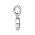 Sterling Silver Rhodium-plated Children's Pink and Brown Enamel with CZ Ice Cream Cone Pendant - Image 2