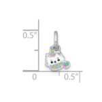 Sterling Silver Rhodium-plated Polished White and Rainbow Enamel Unicorn Cupcake Childrens Pendant - Image 4