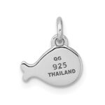 Sterling Silver Rhodium-plated Polished Whale Pendant - Image 3