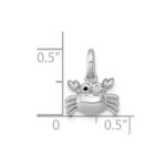 Sterling Silver Rhodium-plated Polished Black Enamel and White CZ Crab Childrens Pendant - Image 4