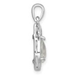 Sterling Silver Rhodium-plated Polished Amethyst and Green Quartz Leaf Pendant - Image 2