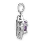 Sterling Silver Rhodium-plated Polished Peridot and White Topaz Star Pendant - Image 2