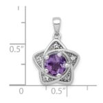 Sterling Silver Rhodium-plated Polished Peridot and White Topaz Star Pendant - Image 4