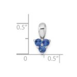 Sterling Silver Rhodium-plated Polished Three Round Sapphires Pendant - Image 4