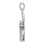 Sterling Silver Rhodium-plated Polished Garnet Dragonfly Pendant - Image 2