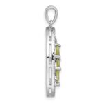 Sterling Silver Rhodium-plated Polished Peridot Leaves Twisted Oval Pendant - Image 2
