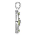 Sterling Silver Rhodium-plated Polished Garnet, Peridot and White Topaz Floral Twisted Circle Pendant - Image 2
