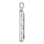 Sterling Silver Rhodium-plated Polished Fancy Oblong Multi Gemstone Pendant - Image 2
