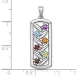Sterling Silver Rhodium-plated Polished Fancy Oblong Multi Gemstone Pendant - Image 4