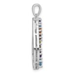 Sterling Silver Rhodium-plated Polished Fancy Multi Gemstone Teardrop Pendant - Image 2