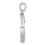 Sterling Silver Rhodium-plated Polished and Beaded Citrine and Light Swiss Blue Topaz Beach Scene Circle Pendant - Image 2