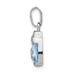 Sterling Silver Rhodium-plated Blue CZ Pendant - Image 2