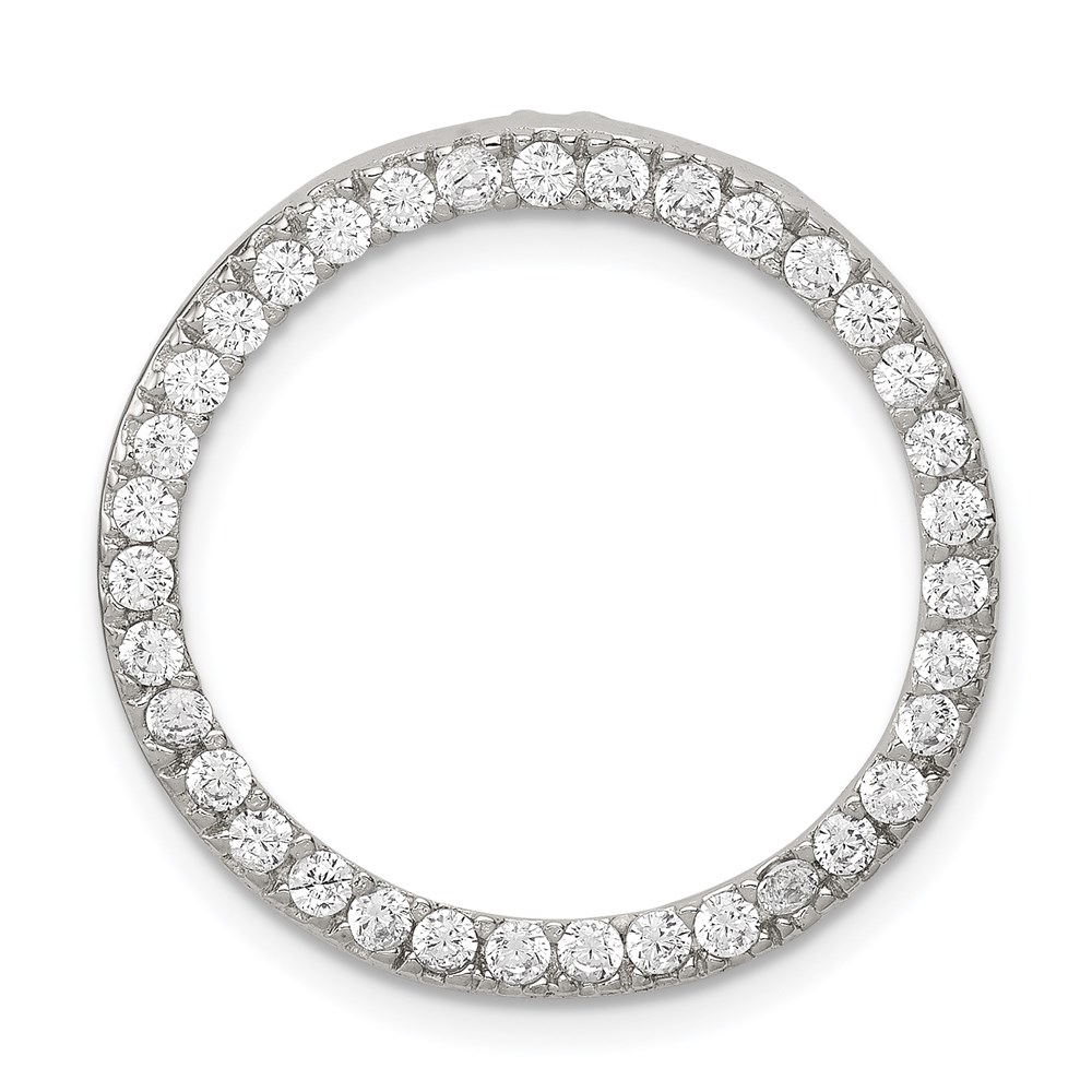 QP771.jpg Sterling Silver Rhodium-plated CZ Round Pendant - Image 1
