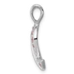 Sterling Silver Rhodium-plated Pink CZ Awareness Ribbon Pendant - Image 2