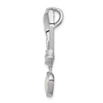 Sterling Silver Rhodium Plated Opal and CZ Heart Pendant - Image 2
