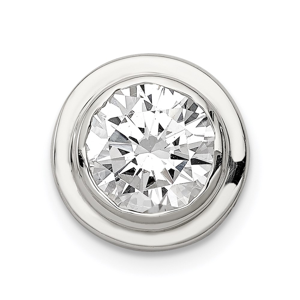 QP819.jpg Sterling Silver 8mm CZ Round Slide - Image 1