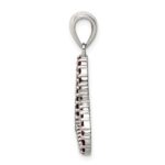 Sterling Silver Rhodium Plated Red CZ Heart Pendant - Image 2