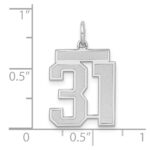Sterling Silver/Rhodium-plated Satin Number 31 Charm - Image 3