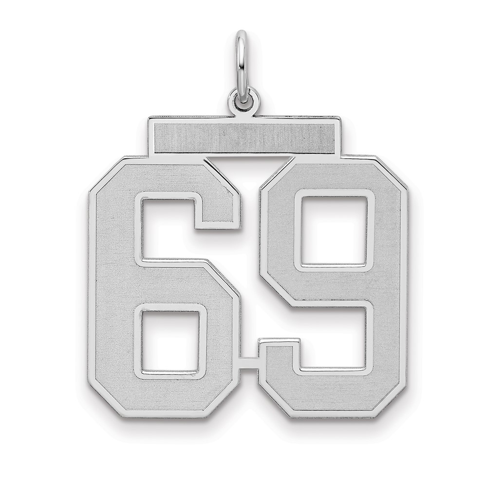 QPP69.jpg Sterling Silver/Rhodium-plated Satin Number 69 Charm - Image 1