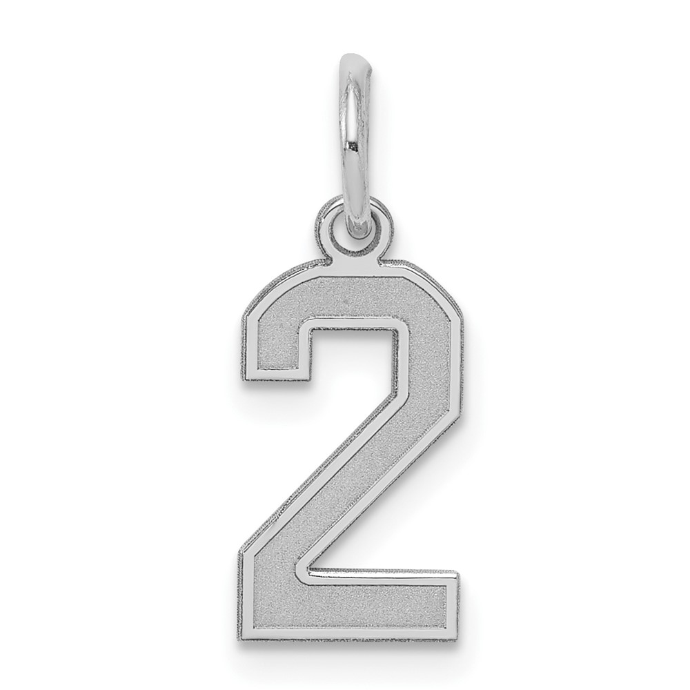 QPS02.jpg Sterling Silver/Rhodium-plated Satin Number 2 Charm - Image 1