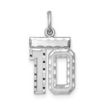 Sterling Silver Rhodium-plated Diamond-cut #10 Charm