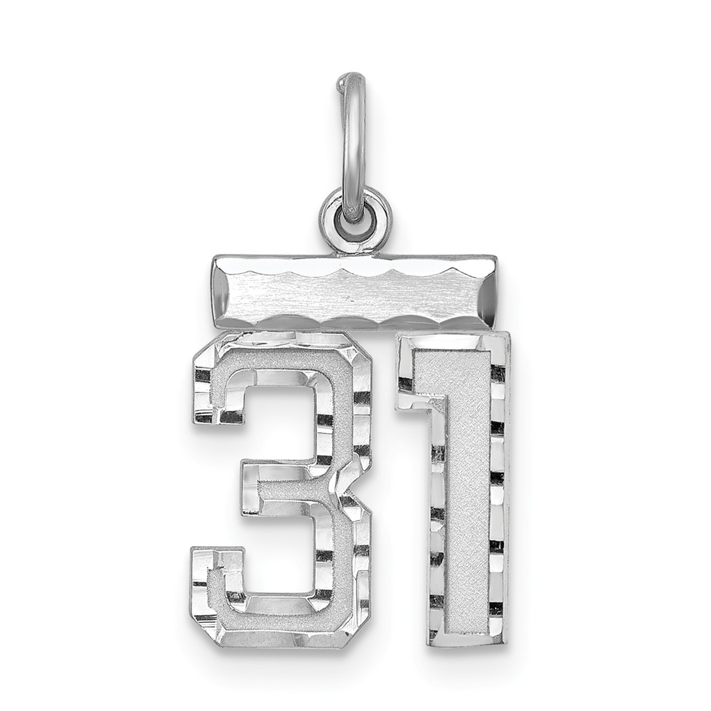QSN31.jpg Sterling Silver Rhodium-plated Diamond-cut #31 Charm - Image 1