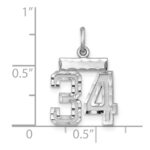 Sterling Silver Rhodium-plated Diamond-cut #34 Charm - Image 3