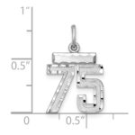 Sterling Silver Rhodium-plated Diamond-cut #75 Charm - Image 2