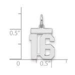 Sterling Silver/Rhodium-plated Polished Number 16 Charm - Image 2