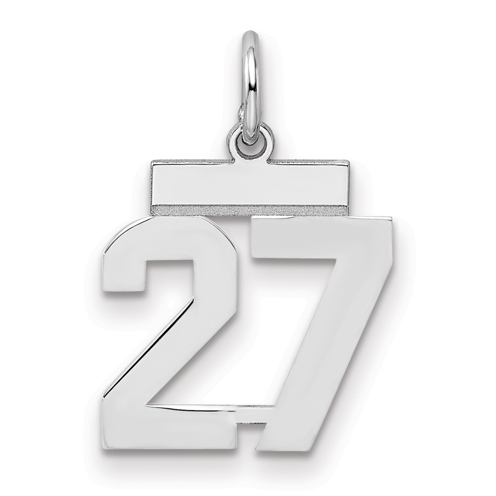 QSS27.jpg Sterling Silver/Rhodium-plated Polished Number 27 Charm - Image 1