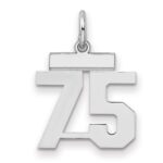 Sterling Silver/Rhodium-plated Polished Number 75 Charm