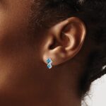 Sterling Silver Polished Blue Topaz Pendant and Post Earrings Set - Image 3