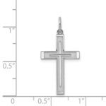 Sterling Silver Rhodium-plated Laser Designed Cross Pendant - Image 4