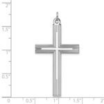 Sterling Silver Rhodium-plated Laser Designed Cross Pendant - Image 4