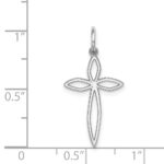Sterling Silver Rhodium-plated Laser Designed Cross Pendant - Image 4
