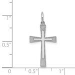Sterling Silver Rhodium-plated Laser Designed Cross Pendant - Image 3