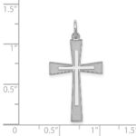 Sterling Silver Rhodium-plated Laser Designed Cross Pendant - Image 3