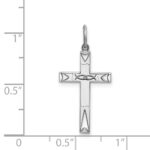 Sterling Silver Rhodium-plated Laser Designed Cross Pendant - Image 3