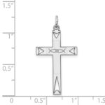 Sterling Silver Rhodium-plated Laser Designed Cross Pendant - Image 3