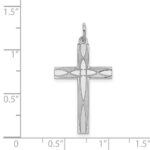 Sterling Silver Rhodium-plated Laser Designed Cross Pendant - Image 3