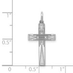 Sterling Silver Rhodium-plated Laser Designed Cross Pendant - Image 3