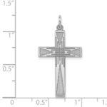 Sterling Silver Rhodium-plated Laser Designed Cross Pendant - Image 3