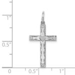 Sterling Silver Rhodium-plated Laser Designed Cross Pendant - Image 3