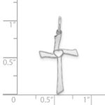 Sterling Silver Rhodium-plated Laser Designed Cross Pendant - Image 3