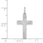 Sterling Silver Rhodium-plated Laser Designed Cross Pendant - Image 3