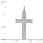 Sterling Silver Rhodium-plated Laser Designed Cross Pendant - Image 3