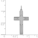 Sterling Silver Rhodium-plated Laser Designed Cross Pendant - Image 3