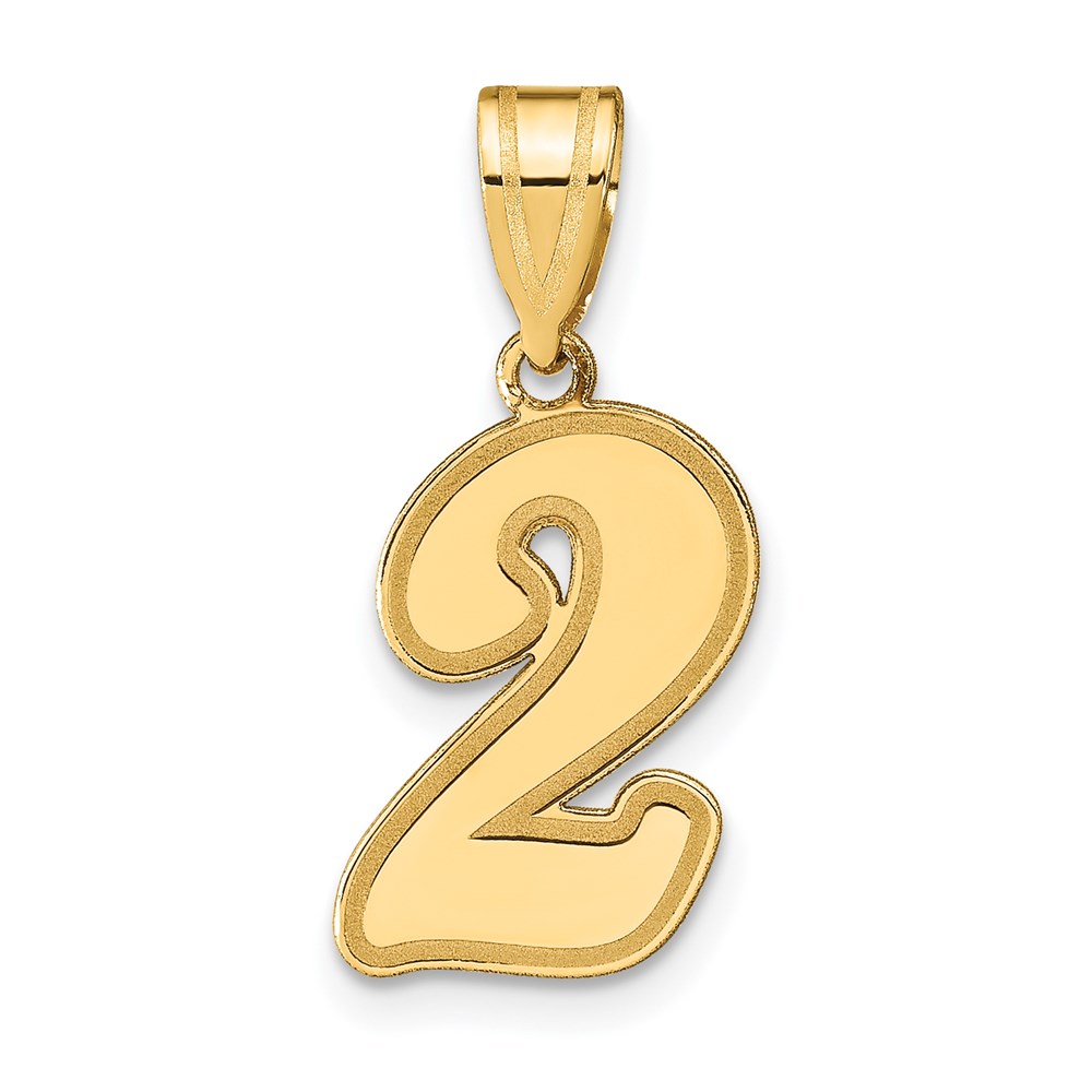 SCN02.jpg 14k Brushed Border Script Number 2 Pendant - Image 1